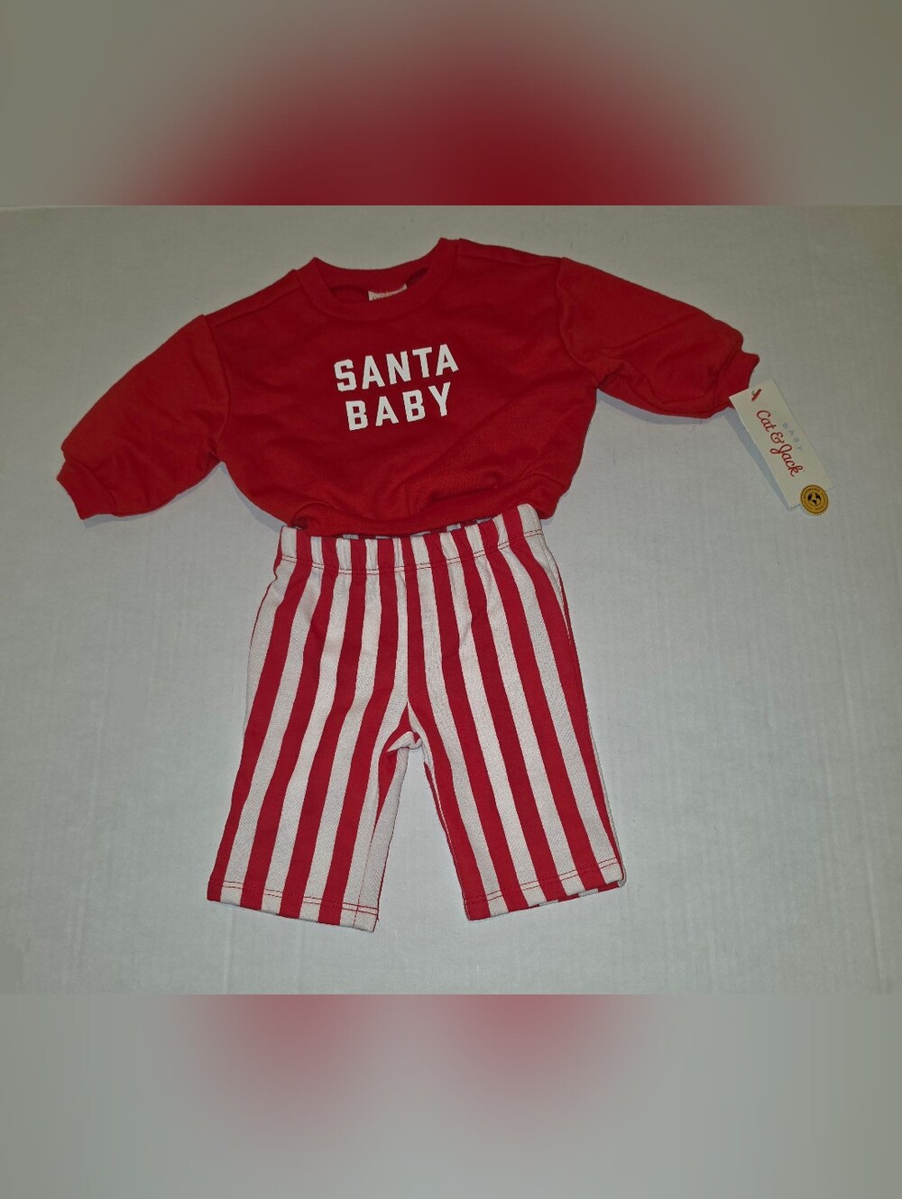 Cat & Jack Red and White 'Santa Baby' Baby Jogger Set Sz NB